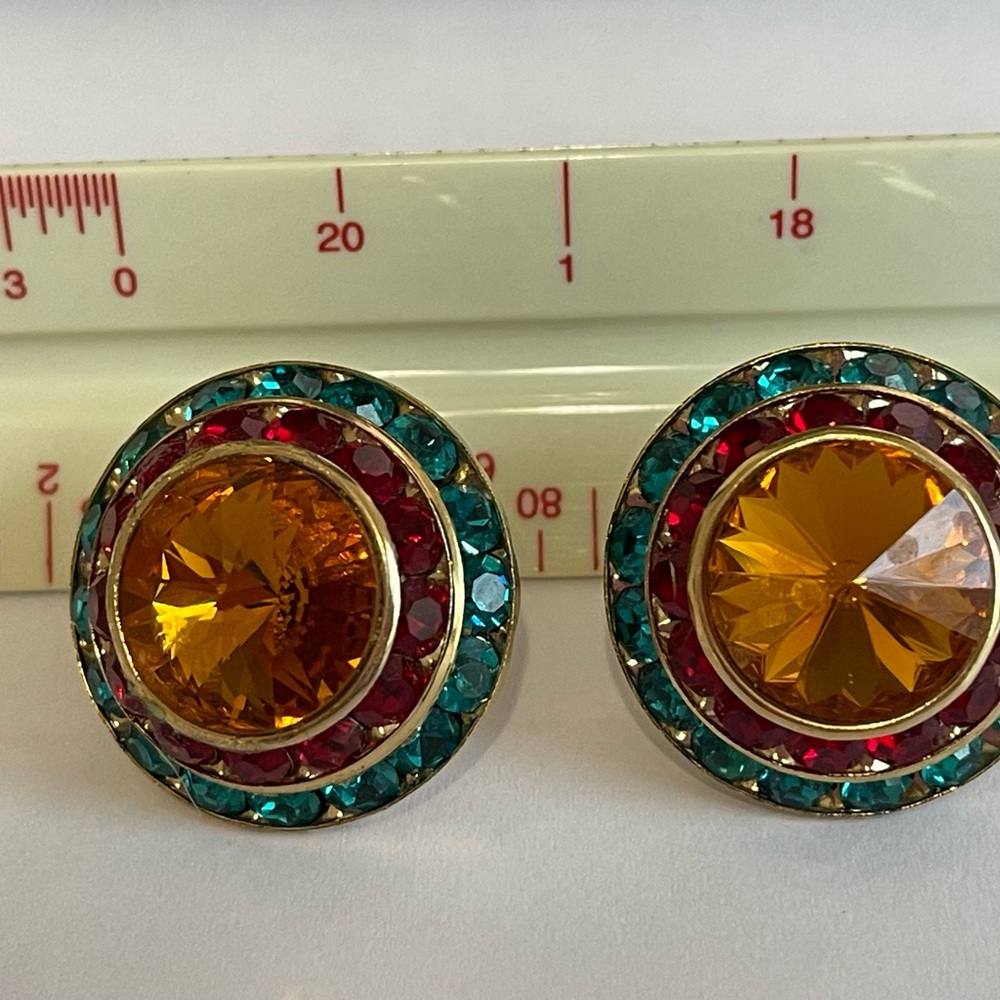 Vtg. 1980's Orange Rivoli earrings
